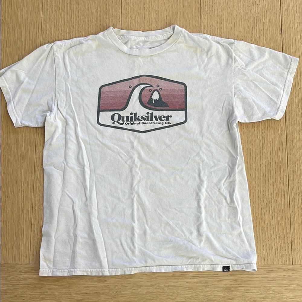 Quiksilver White Retro Logo Short Sleeve Tee